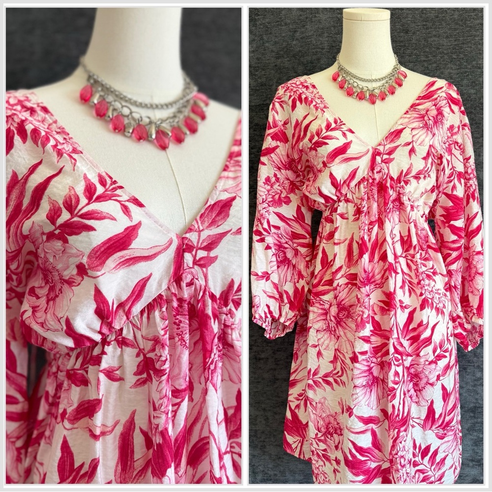H&M Pink & White Floral Beach Dress